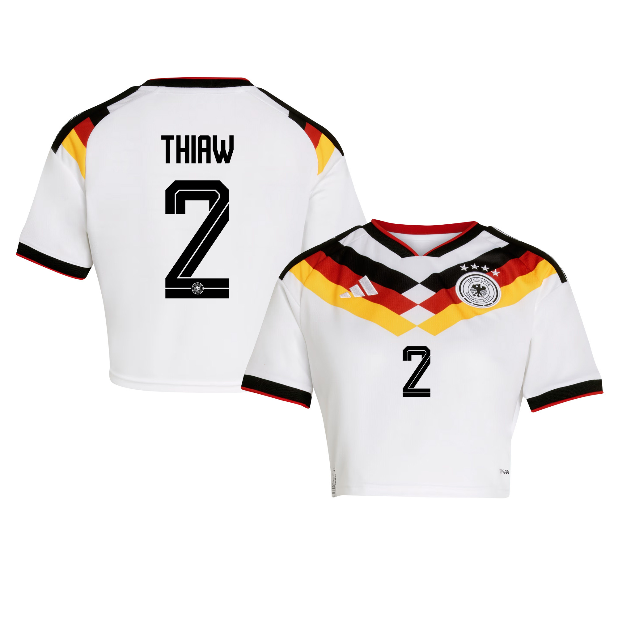 Malick Thiaw 2 Germany 2026 Home Women’s Cropped Jersey - White - Jersey Teams