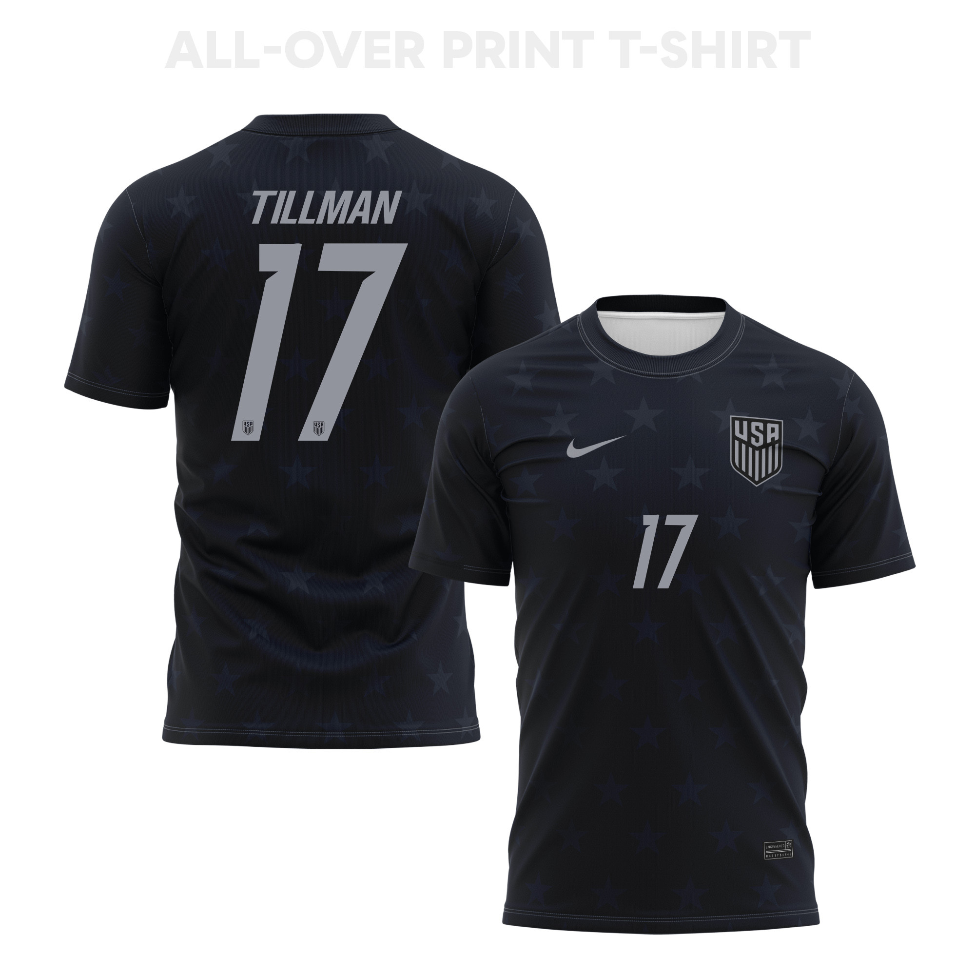 Malik Tillman 17 USMNT 2026 Away 3D T-Shirt Fully Printed – Unisex, Black - Jersey Teams