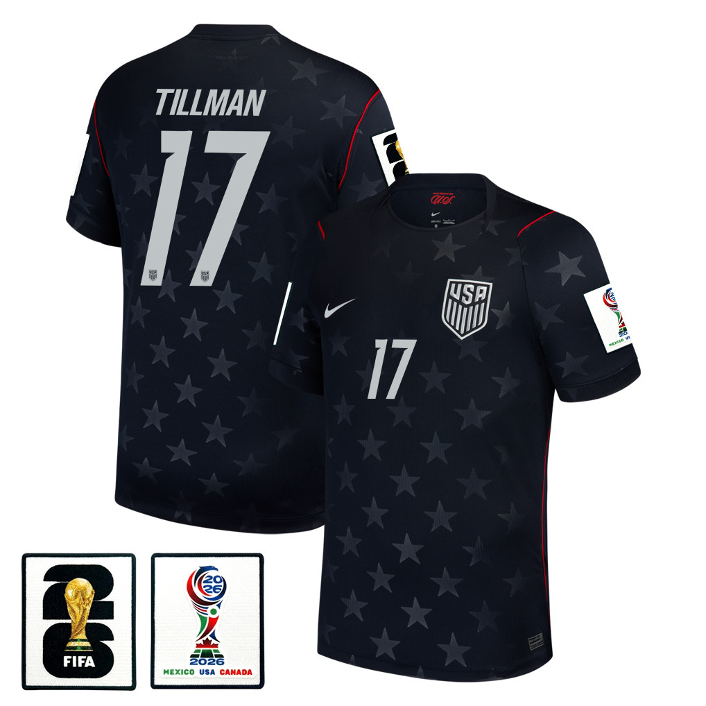 Malik Tillman 17 USMNT 2026 Away Stadium Game Jersey – Blue Men – Jersey Teams