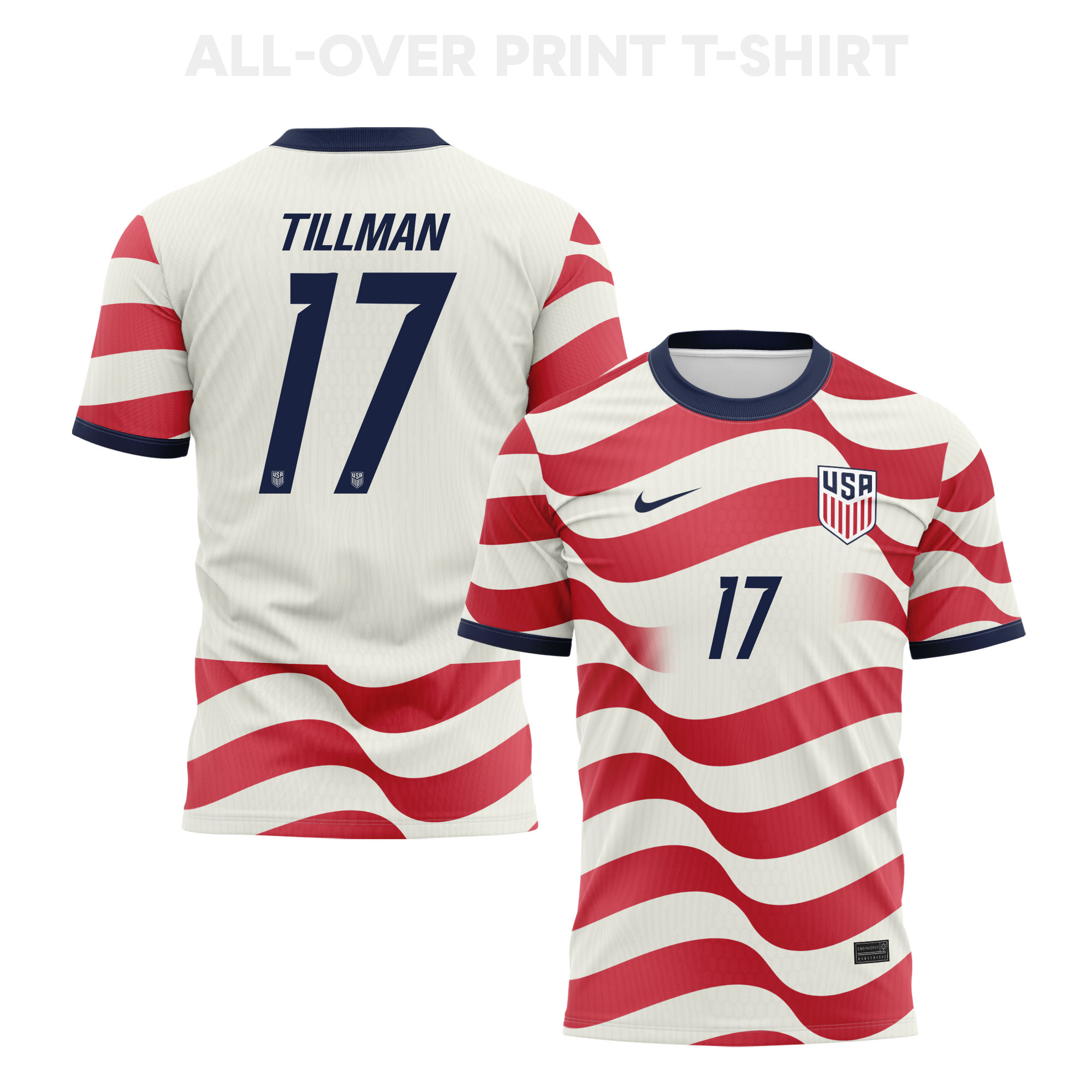 Malik Tillman 17 USMNT 2026 Home 3D T-Shirt Fully Printed – Unisex, White/Red - Jersey Teams