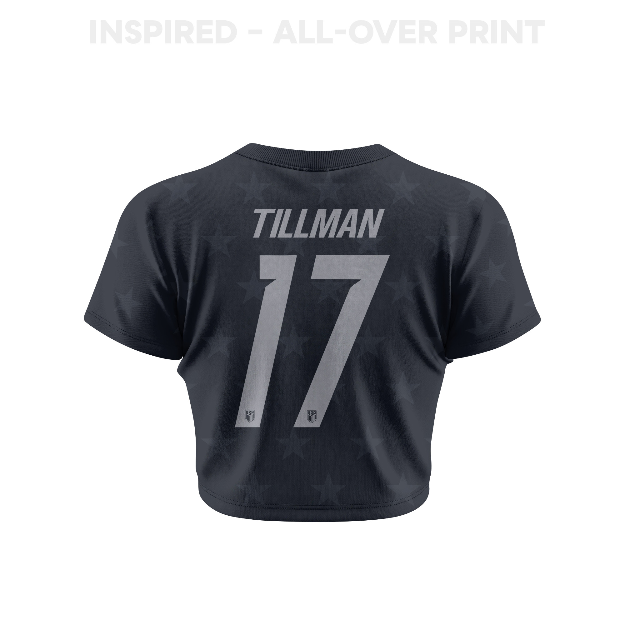 Malik Tillman 17 USMNT 2026 Women's Away All-Over Print Cropped Jersey - Black - Jersey Teams