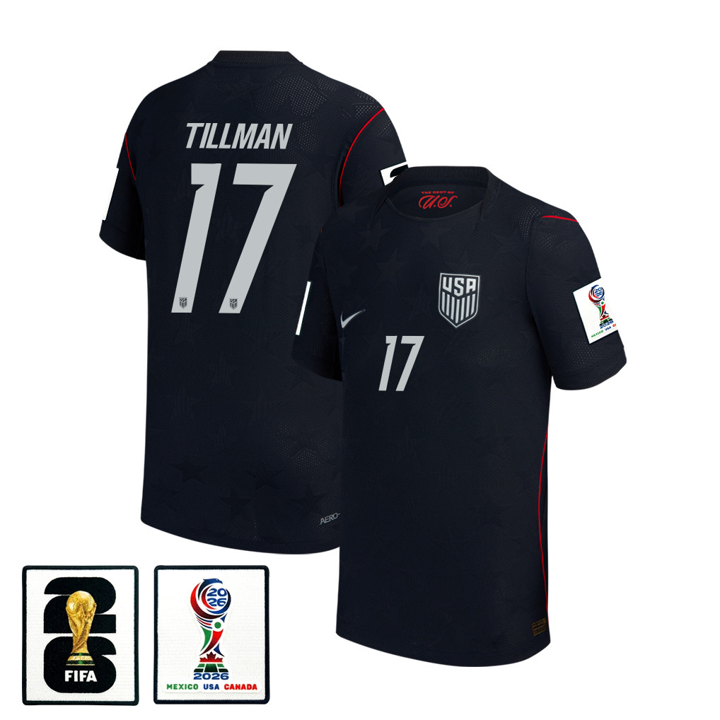 Malik Tillman 17 USMNT Youth 2026 Away Match Jersey – Blue – Jersey Teams