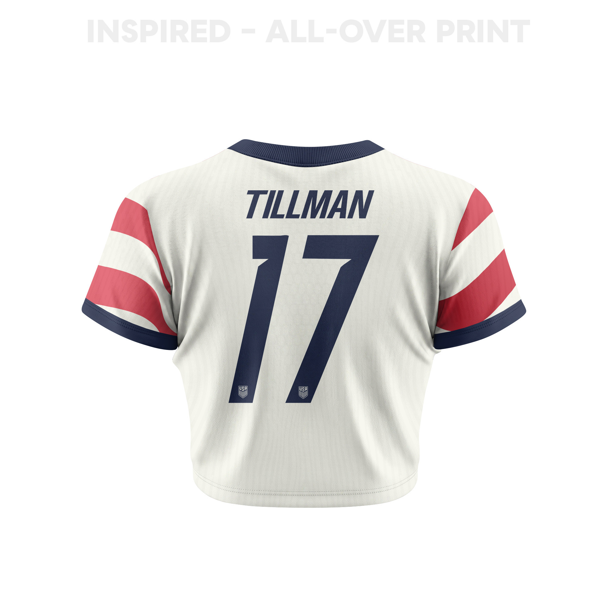Malik Tillman 17 Women's USMNT 2026 Home All-Over Print Cropped Jersey - Jersey Teams