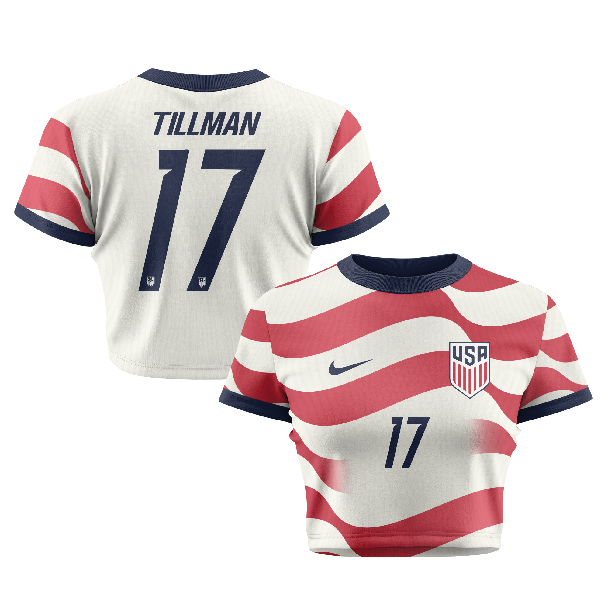 Malik Tillman 17 Women's USMNT 2026 Home All-Over Print Cropped Jersey - Jersey Teams