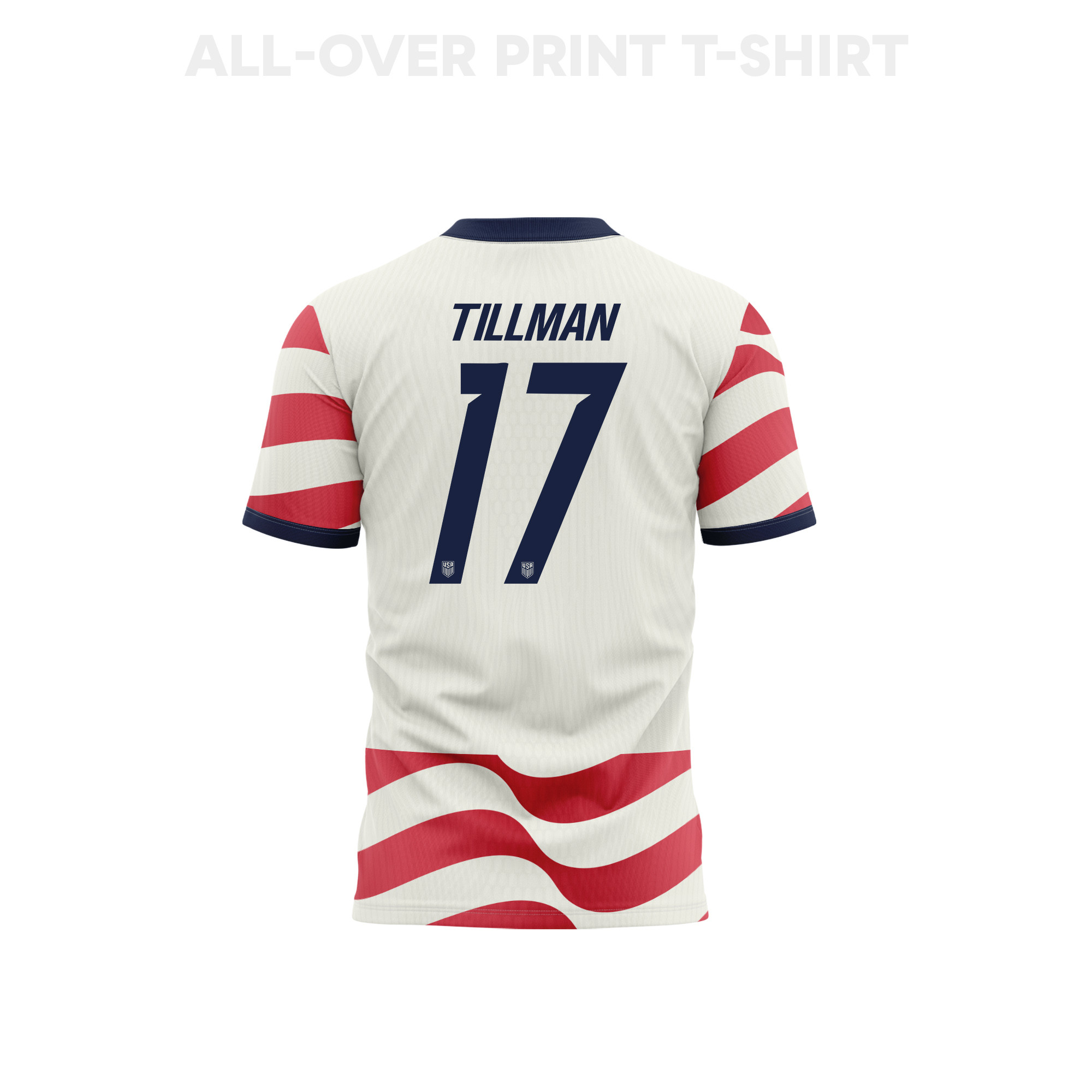 Malik Tillman 17 Youth USMNT 2026 Home 3D T-shirt Fully Printed – White/Red - Jersey Teams