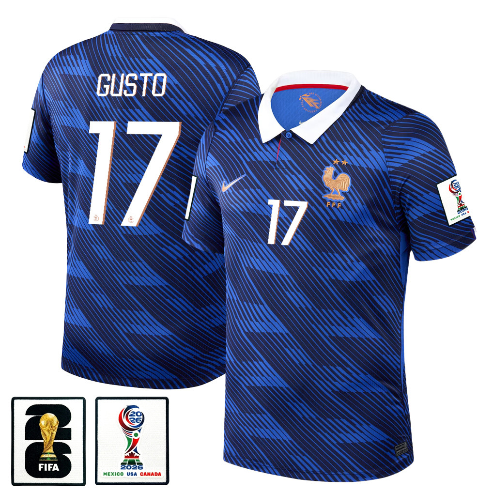 Malo Gusto 17 France National Team 2026 x World Cup Patch Home Jersey - Blue, Men - Jersey Teams