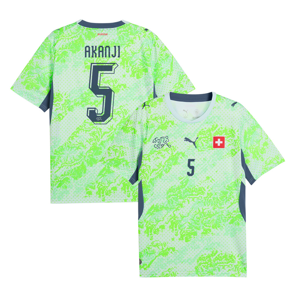 Manuel Akanji 5 Switzerland National Team 2026 Away Jersey - Men, Green - Jersey Teams