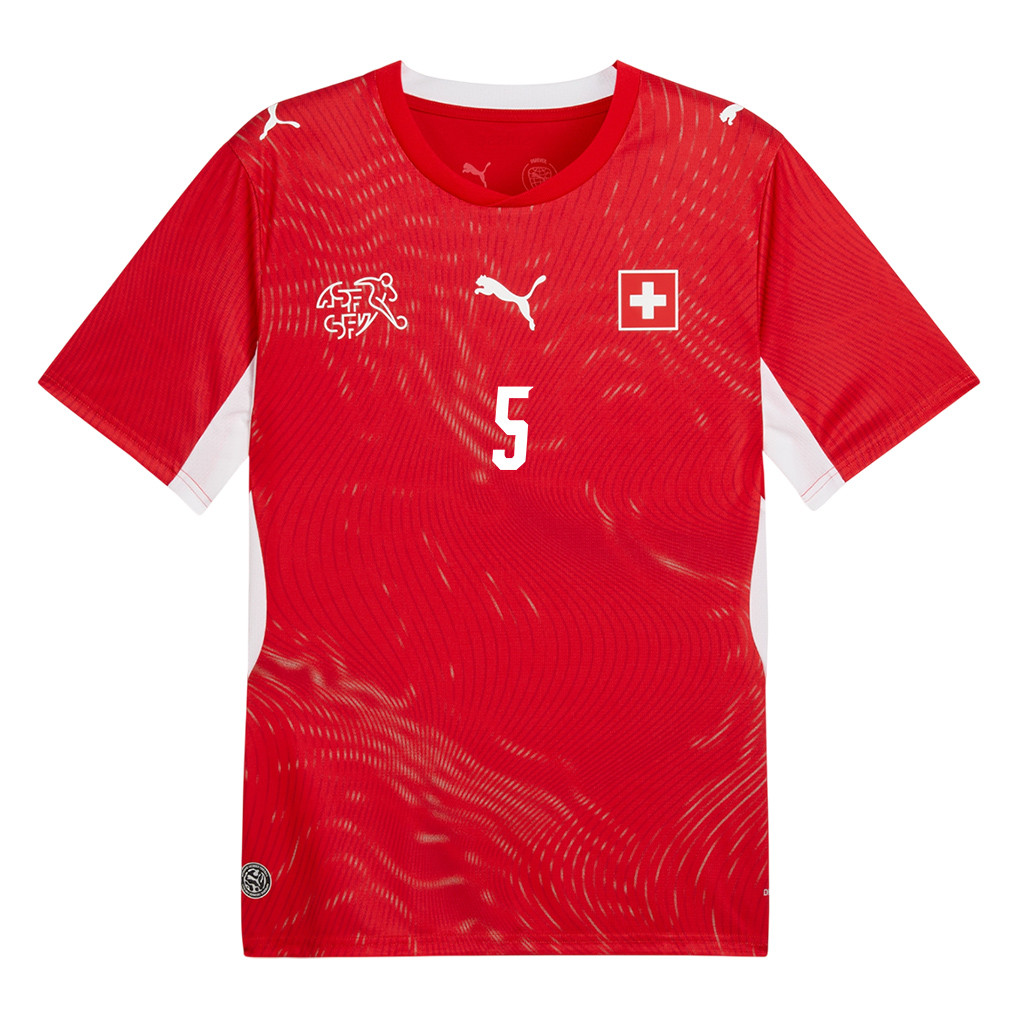 Manuel Akanji 5 Switzerland National Team 2026 x World Cup Patch Home Jersey - Red, Men - Jersey Teams