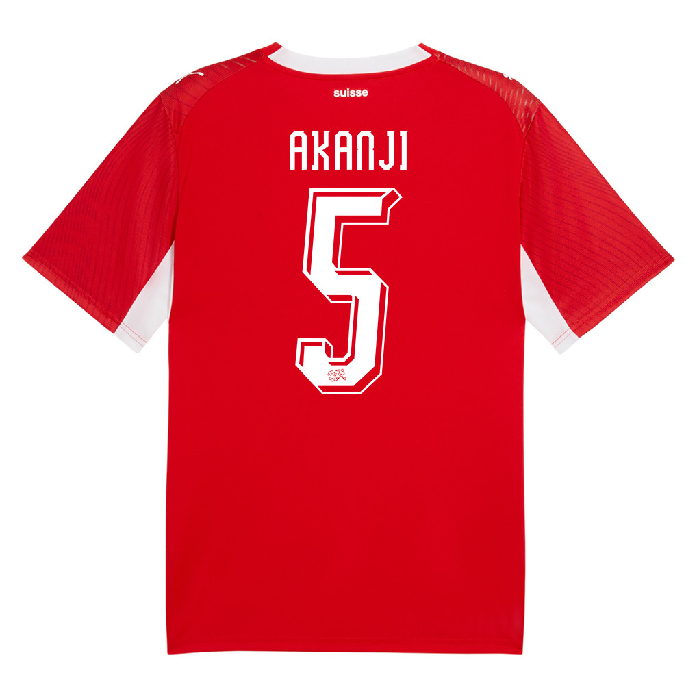 Manuel Akanji 5 Switzerland National Team 2026 x World Cup Patch Home Jersey - Red, Men - Jersey Teams