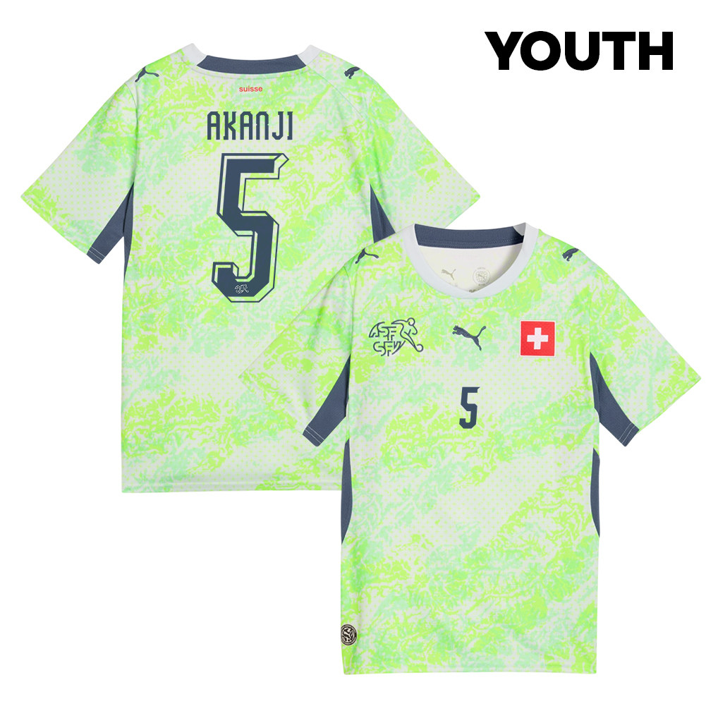 Manuel Akanji 5 Youth Switzerland National Team 2026 Away Jersey - Green - Jersey Teams