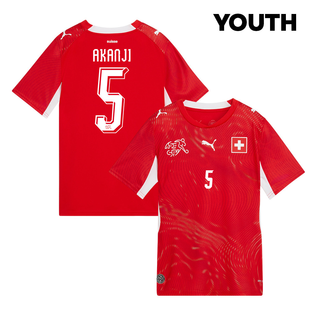 Manuel Akanji 5 Youth Switzerland National Team 2026 Home Jersey - Red - Jersey Teams