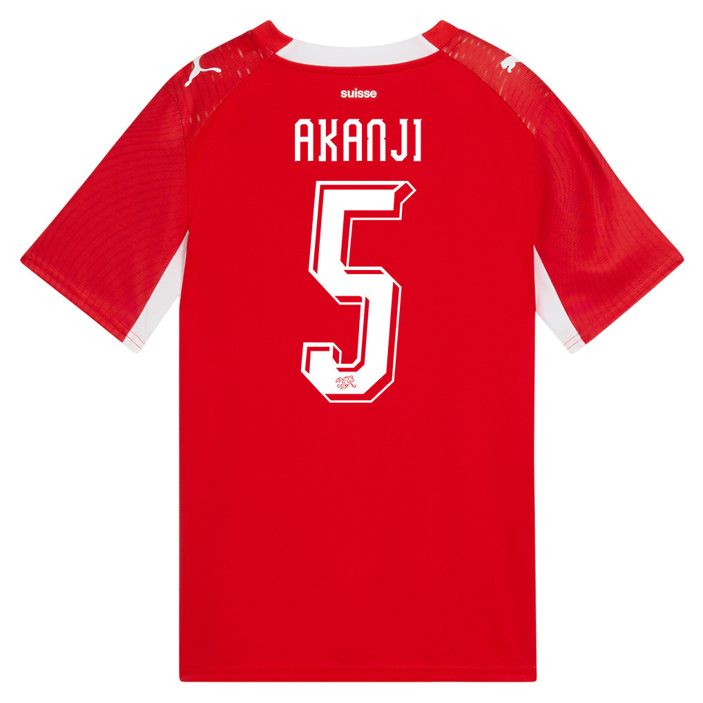 Manuel Akanji 5 Youth Switzerland National Team 2026 Home Jersey - Red - Jersey Teams