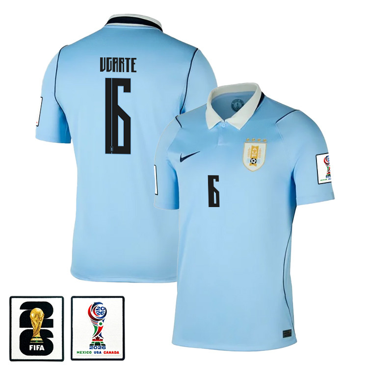 Manuel Ugarte 6 Uruguay National Team 2026 x World Cup Patch Home Jersey - Blue, Men - Jersey Teams