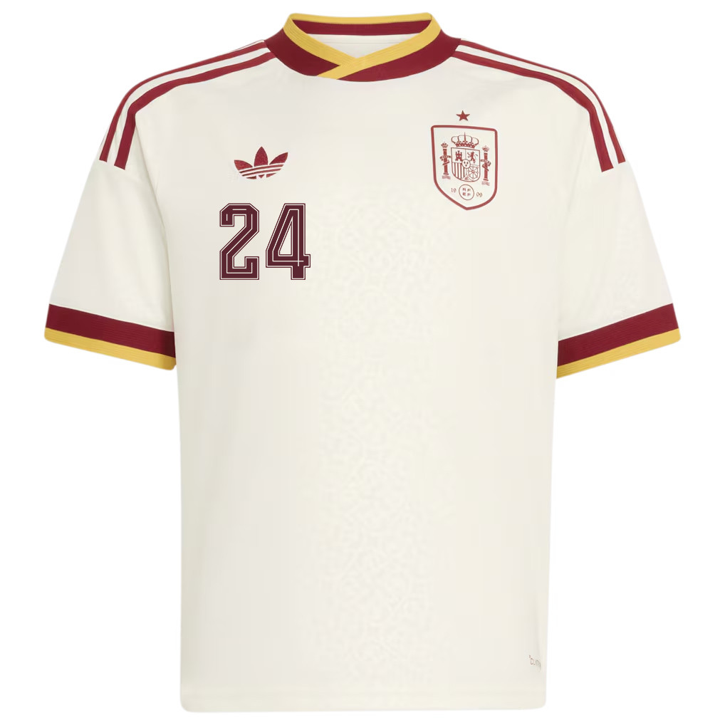 Marc Cucurella 24 Spain National Team 2026 Youth Away Jersey - White - Jersey Teams