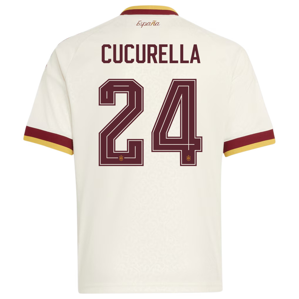 Marc Cucurella 24 Spain National Team 2026 Youth Away Jersey - White - Jersey Teams