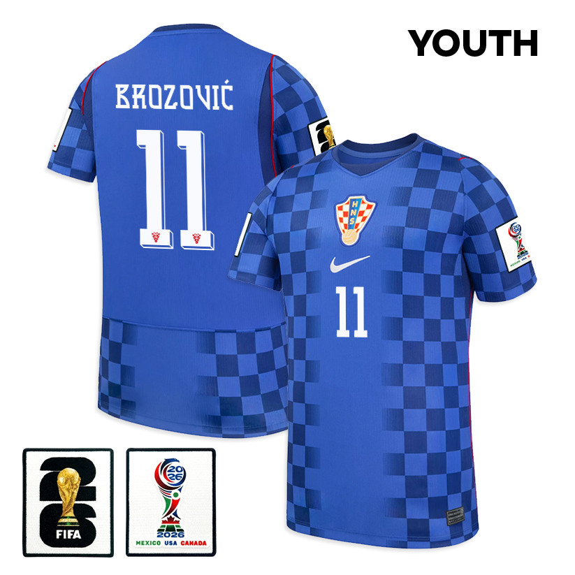 Marcelo Brozović 11 Youth Croatia National Team 2026 Away Jersey - Blue - Jersey Teams