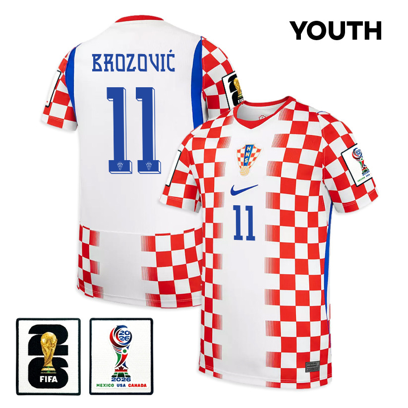 Marcelo Brozović 11 Youth Croatia National Team 2026 Home Jersey - White/ Red - Jersey Teams