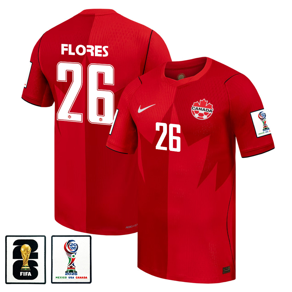 Marcelo Flores 26 Canada National Team 2026 x World Cup Patch Home Jersey - Red, Men - Jersey Teams