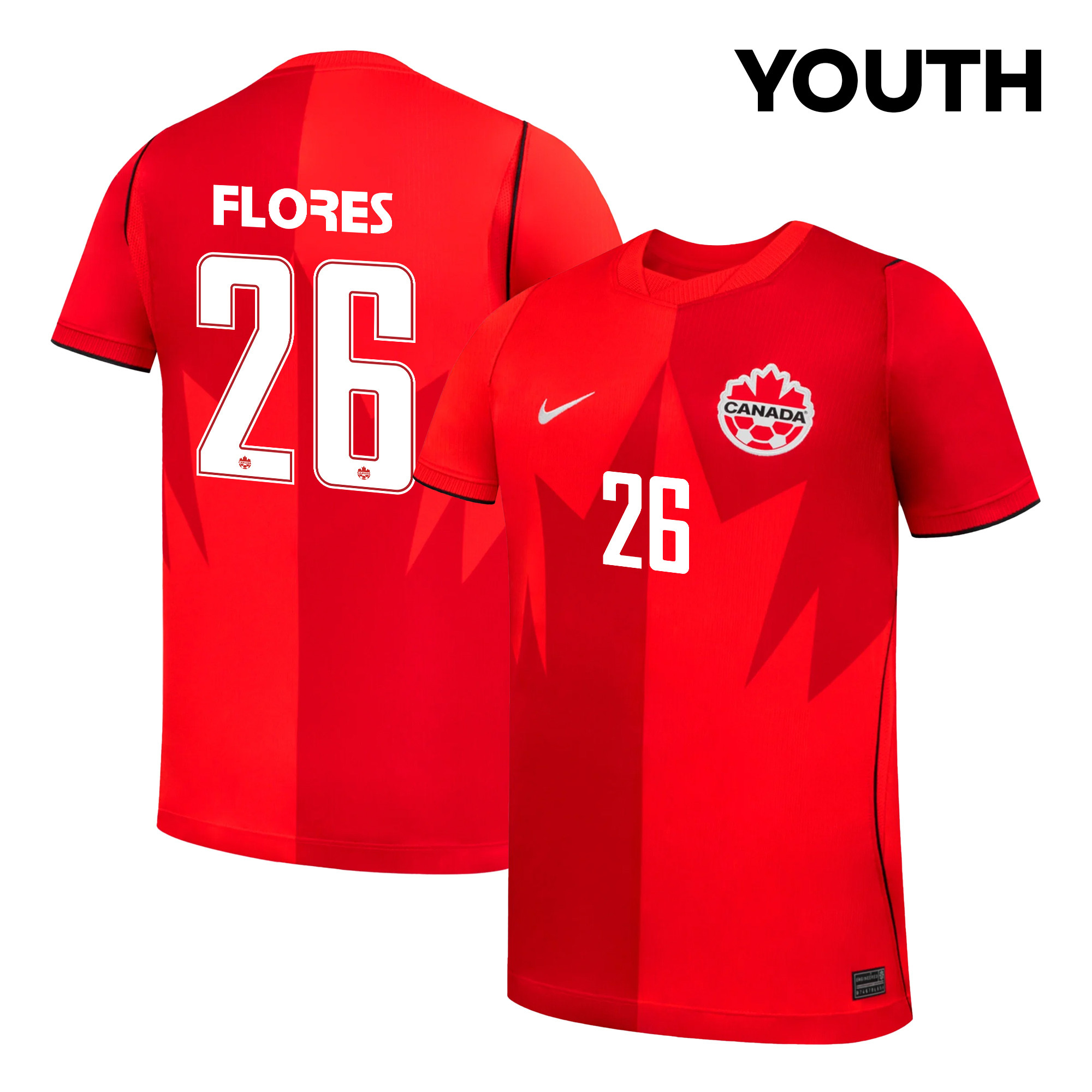Marcelo Flores 26 Youth Canada National Team 2026 Home Jersey - Red - Jersey Teams