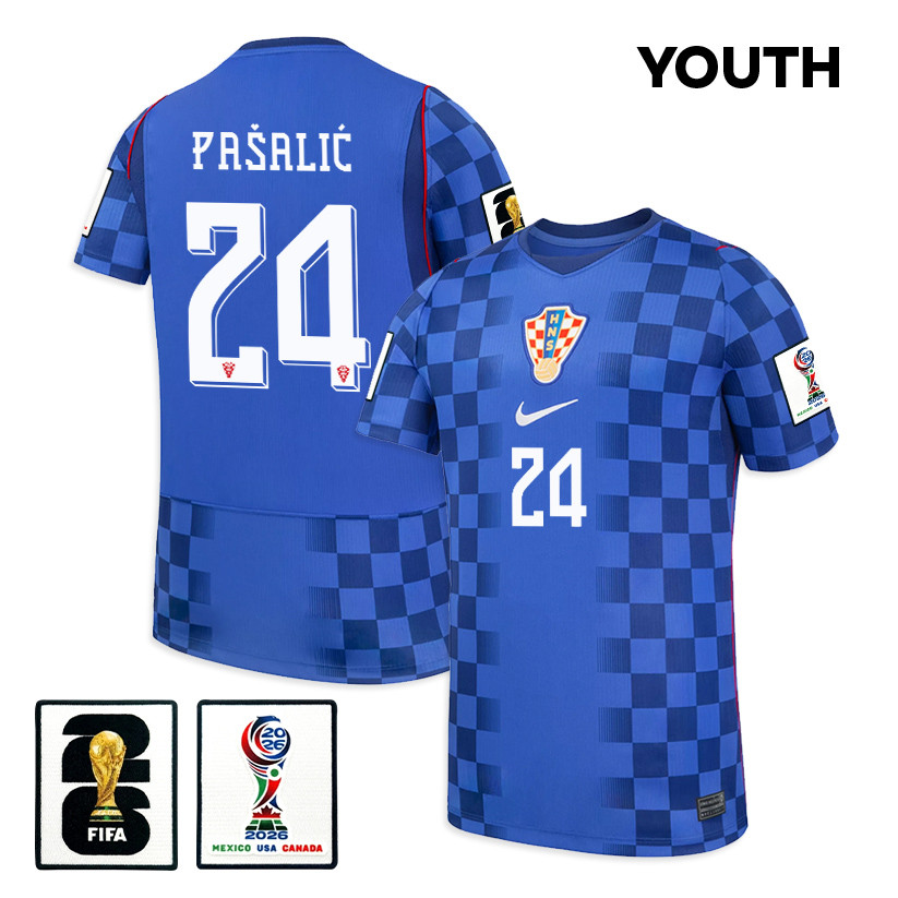 Marco Pašalić 24 Youth Croatia National Team 2026 Away Jersey - Blue - Jersey Teams