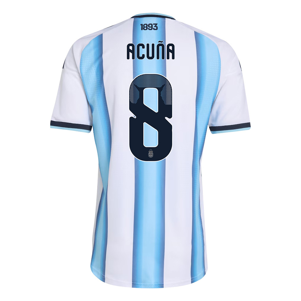 Marcos Acuña 8 Argentina National Team 2026 x World Cup Patch Home Jersey - White, Men - Jersey Teams