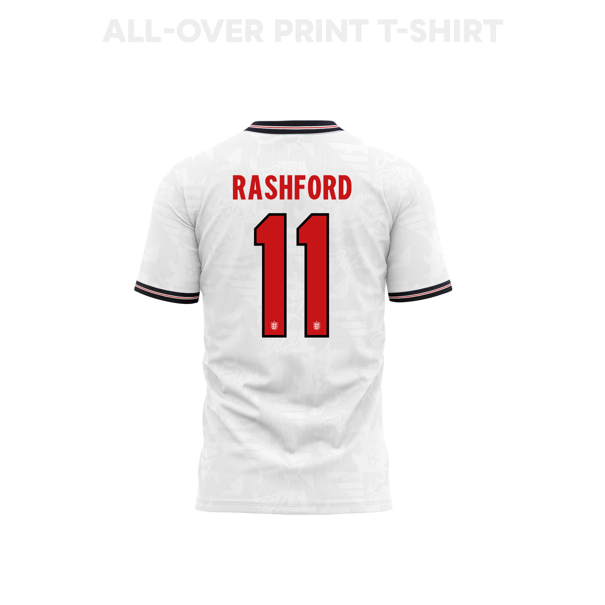 Marcus Rashford 11 England 2026 Home 3D T-Shirt Fully Printed – Unisex, White - Jersey Teams