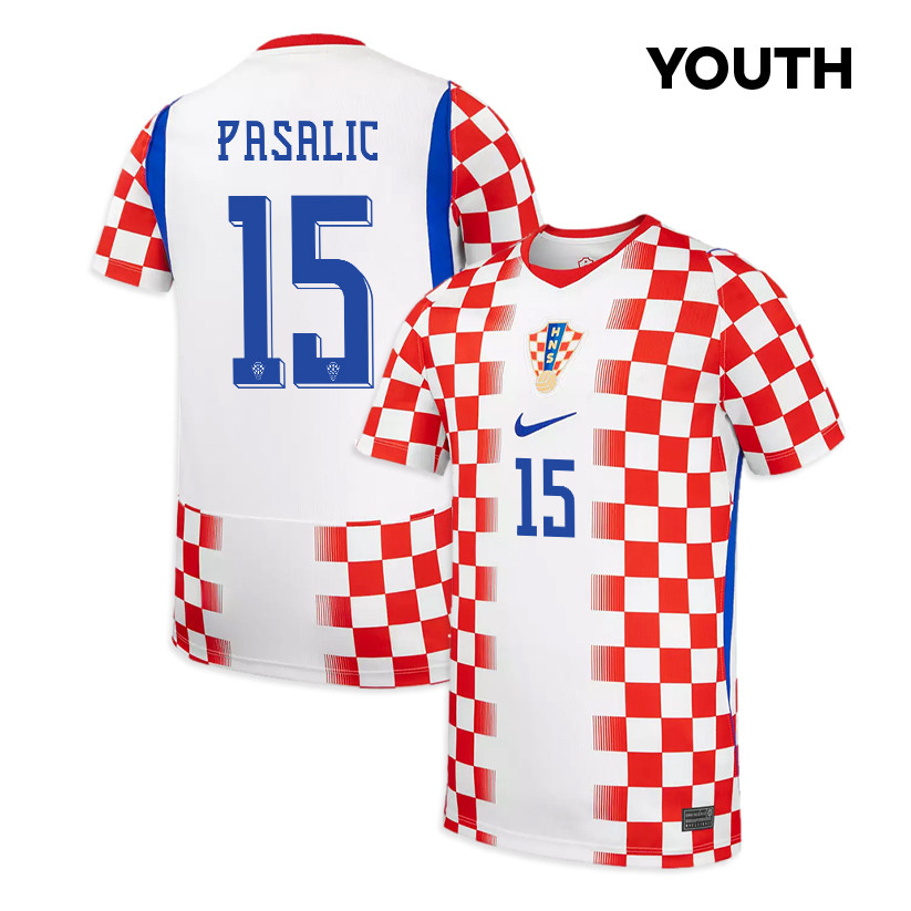 Mario Pasalic 15 Youth Croatia National Team 2026 Home Jersey - White/ Red - Jersey Teams