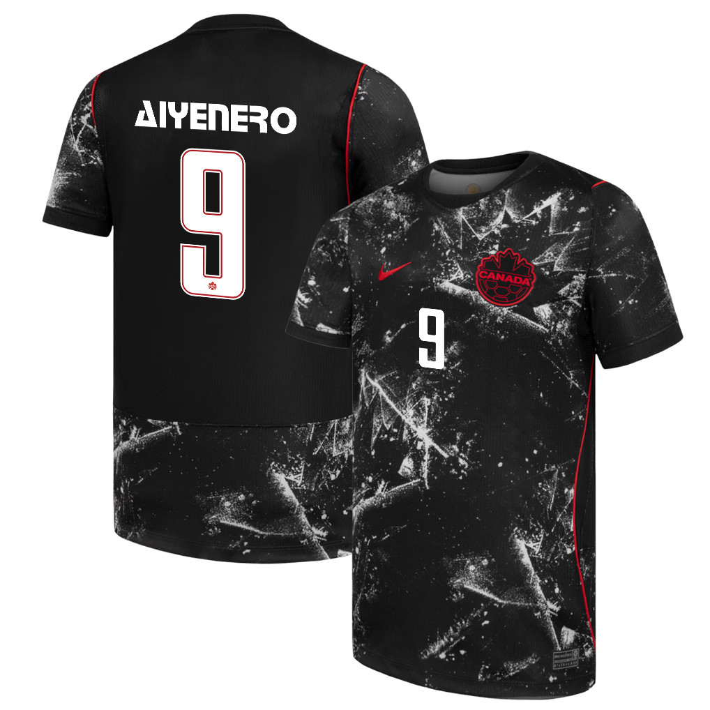 Marius Aiyenero 9 Canada National Team 2026 Away Jersey - Black, Men - Jersey Teams