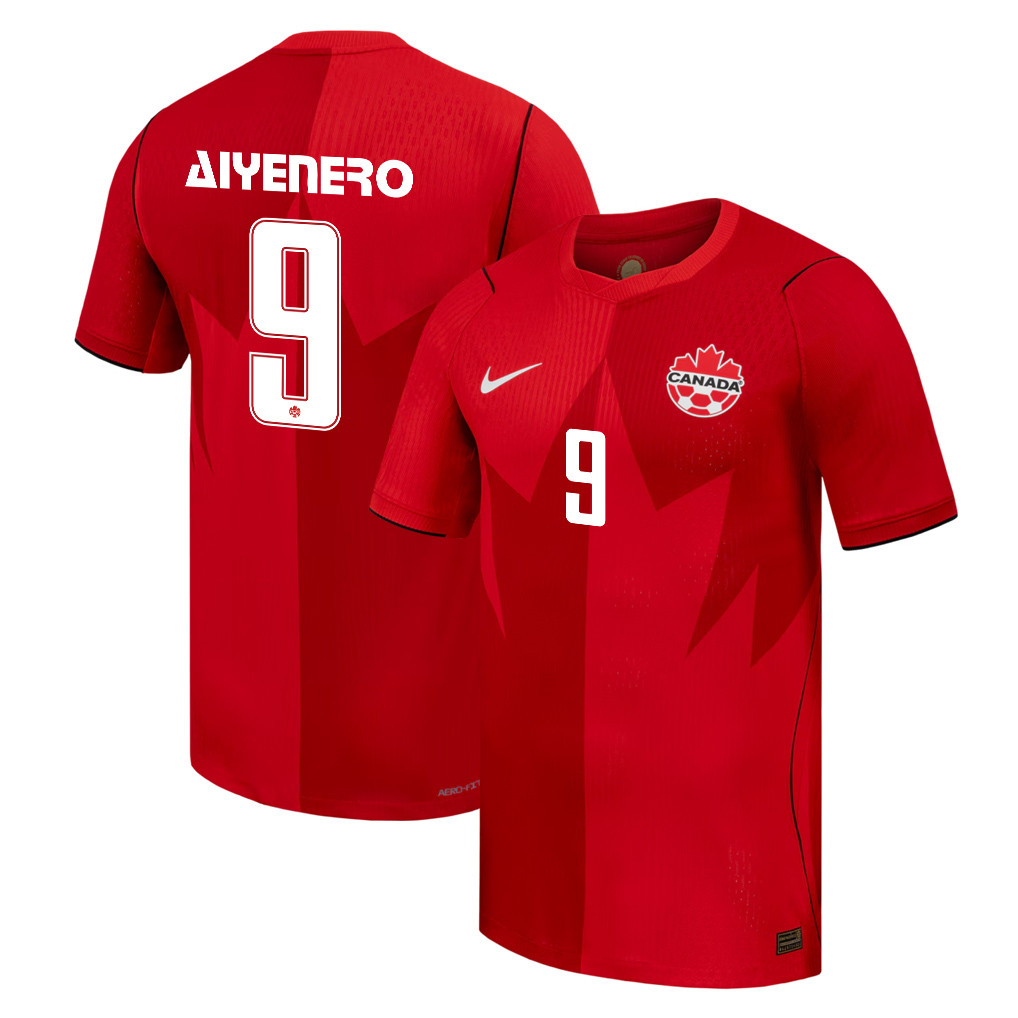 Marius Aiyenero 9 Canada National Team 2026 Home Jersey - Red, Men - Jersey Teams