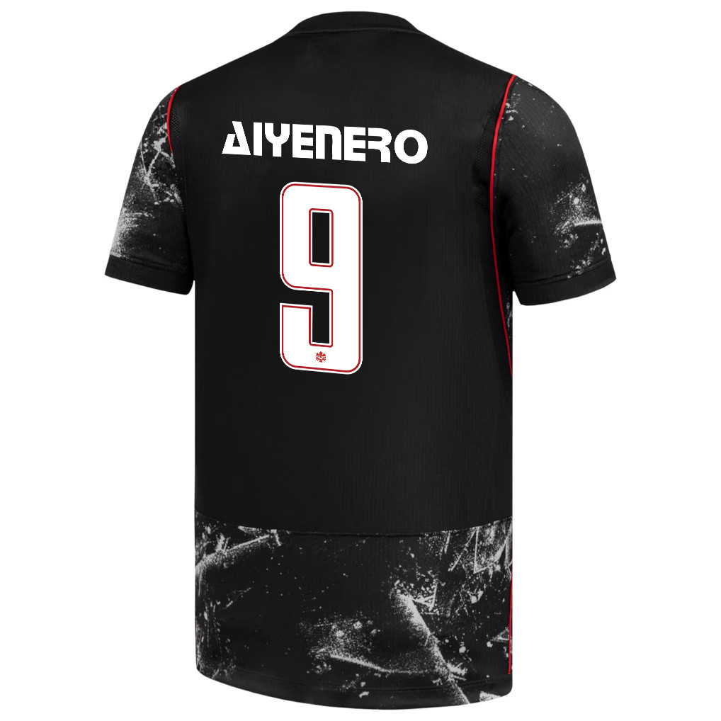 Marius Aiyenero 9 Canada National Team 2026 x World Cup Patch Away Jersey - Black, Men - Jersey Teams