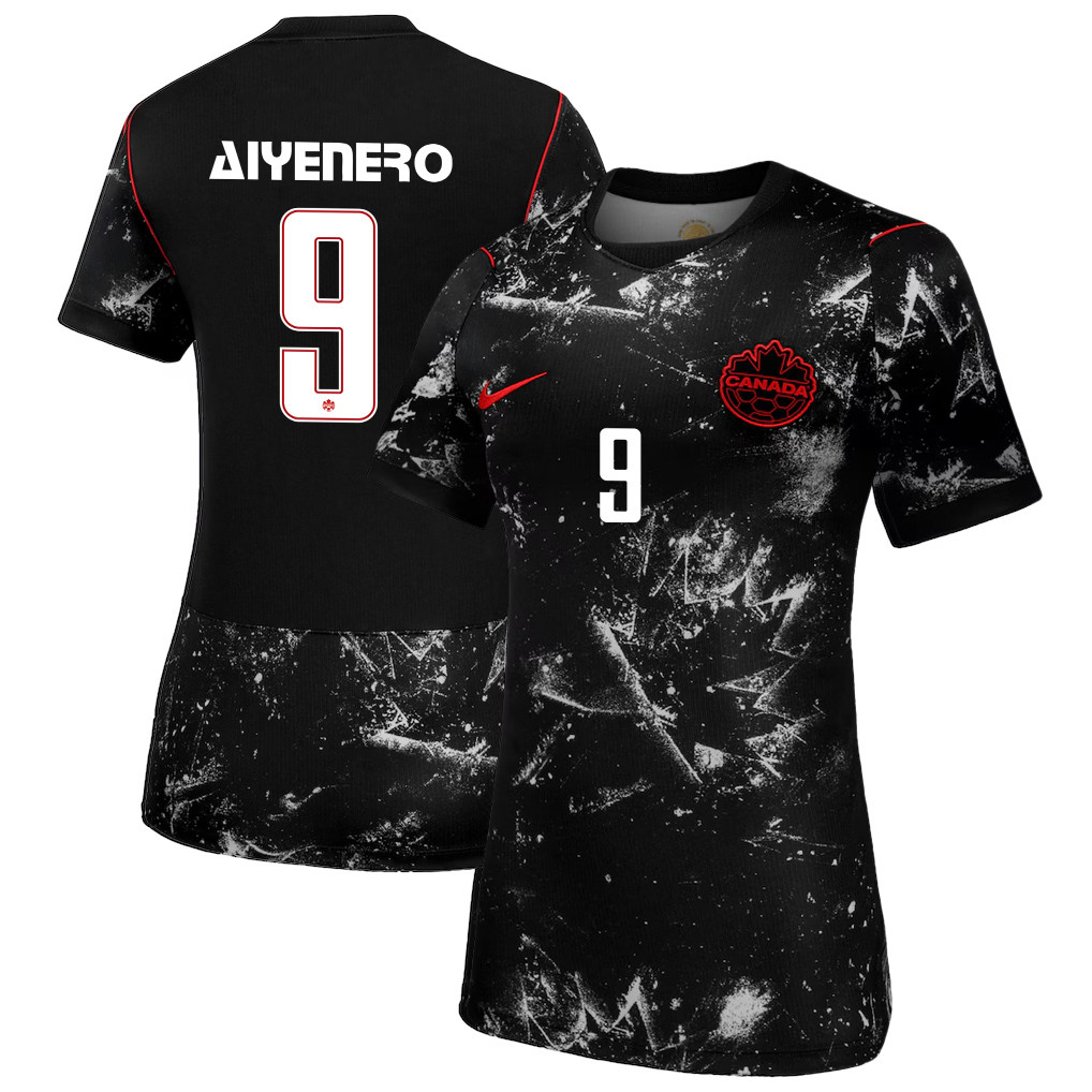 Marius Aiyenero 9 Women's Canada National Team 2026 Away Jersey - Black - Jersey Teams