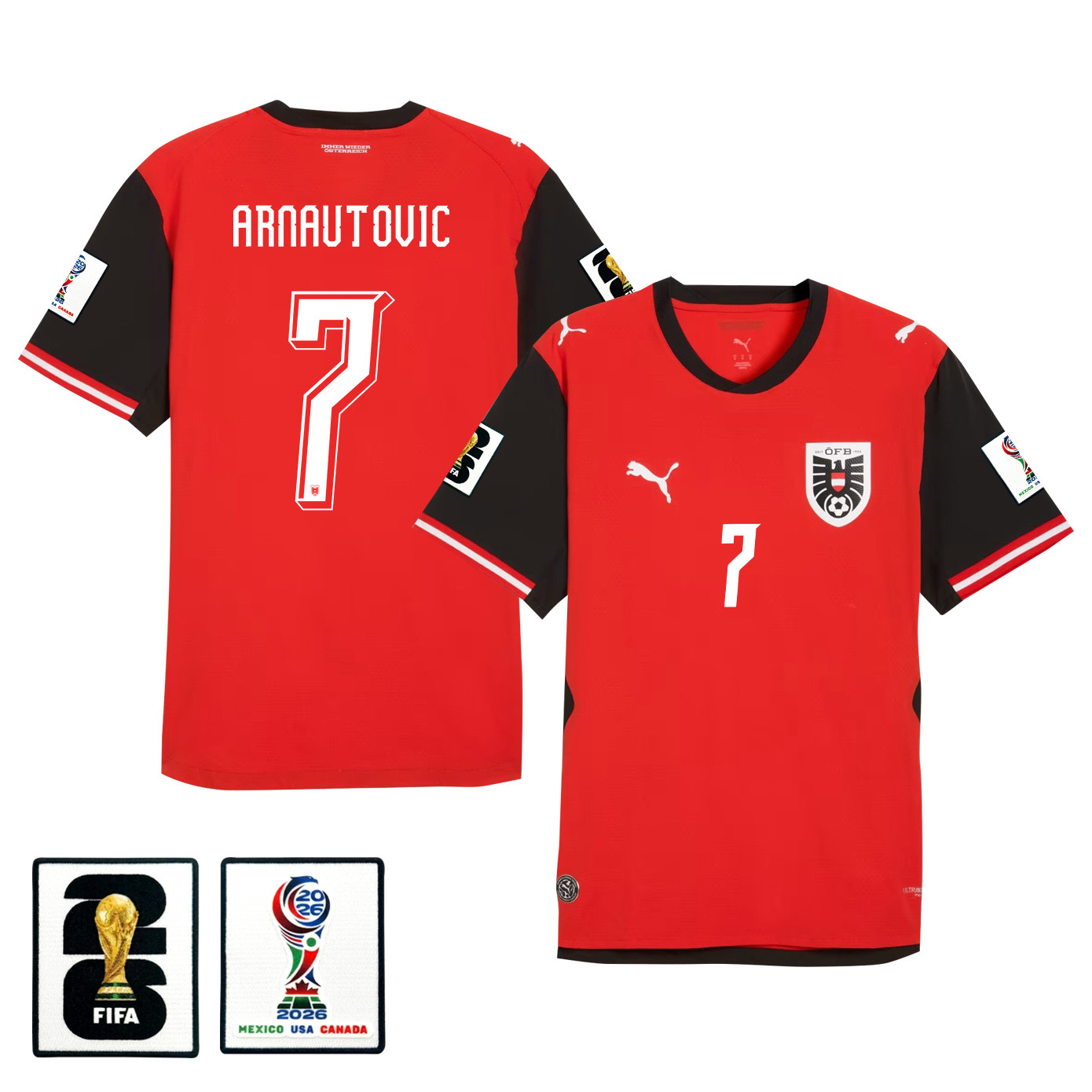 Marko Arnautovic 7 Austria National Team 2026 Home Jersey - Red, Men - Jersey Teams