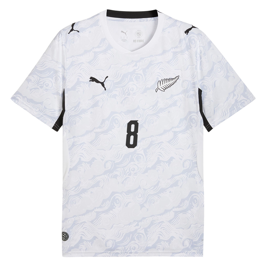 Marko Stamenic 8 New Zealand National Team 2026 Away Jersey - White, Men - Jersey Teams
