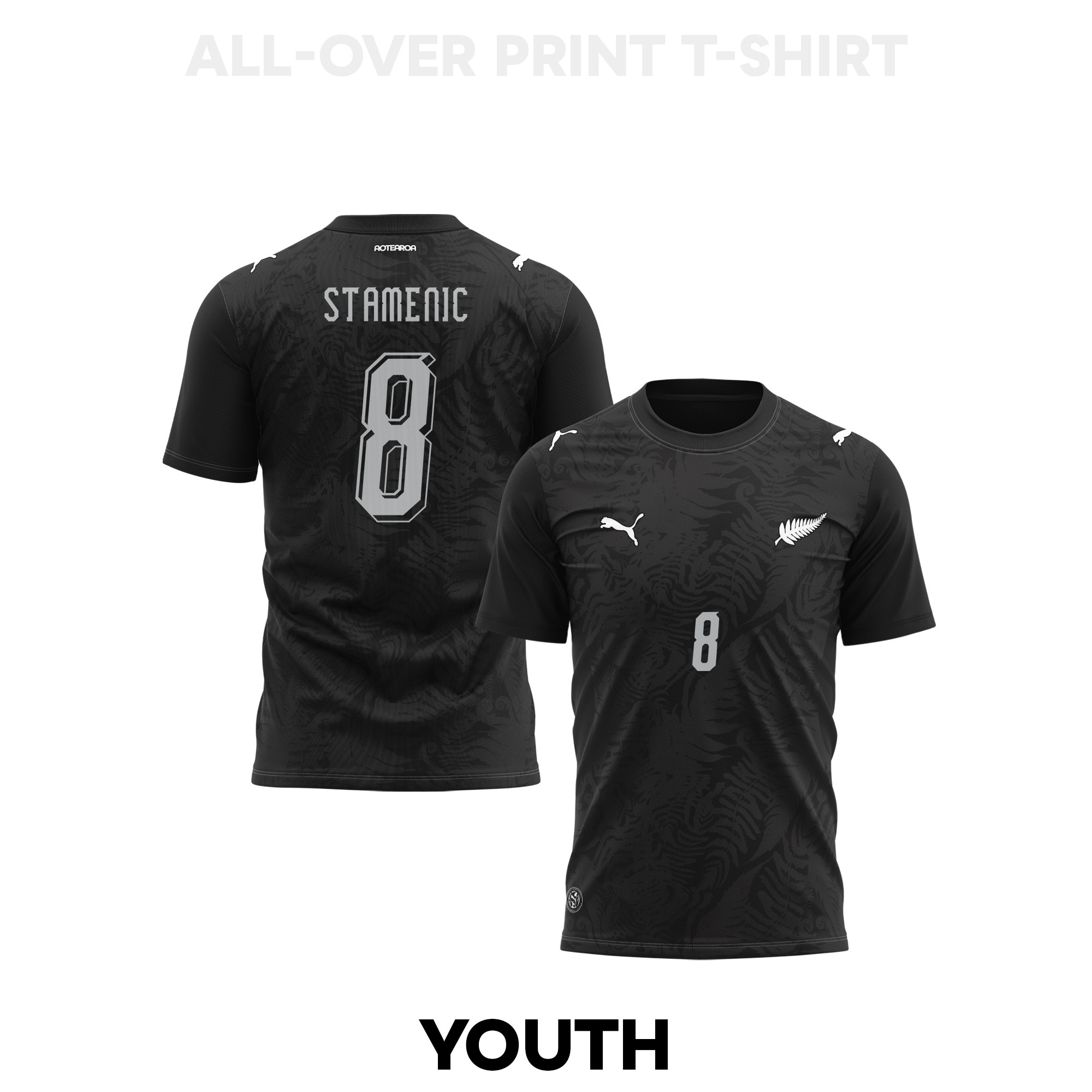 Marko Stamenic 8 Youth New Zealand 2026 Home 3D T-shirt Fully Printed – Black - Jersey Teams