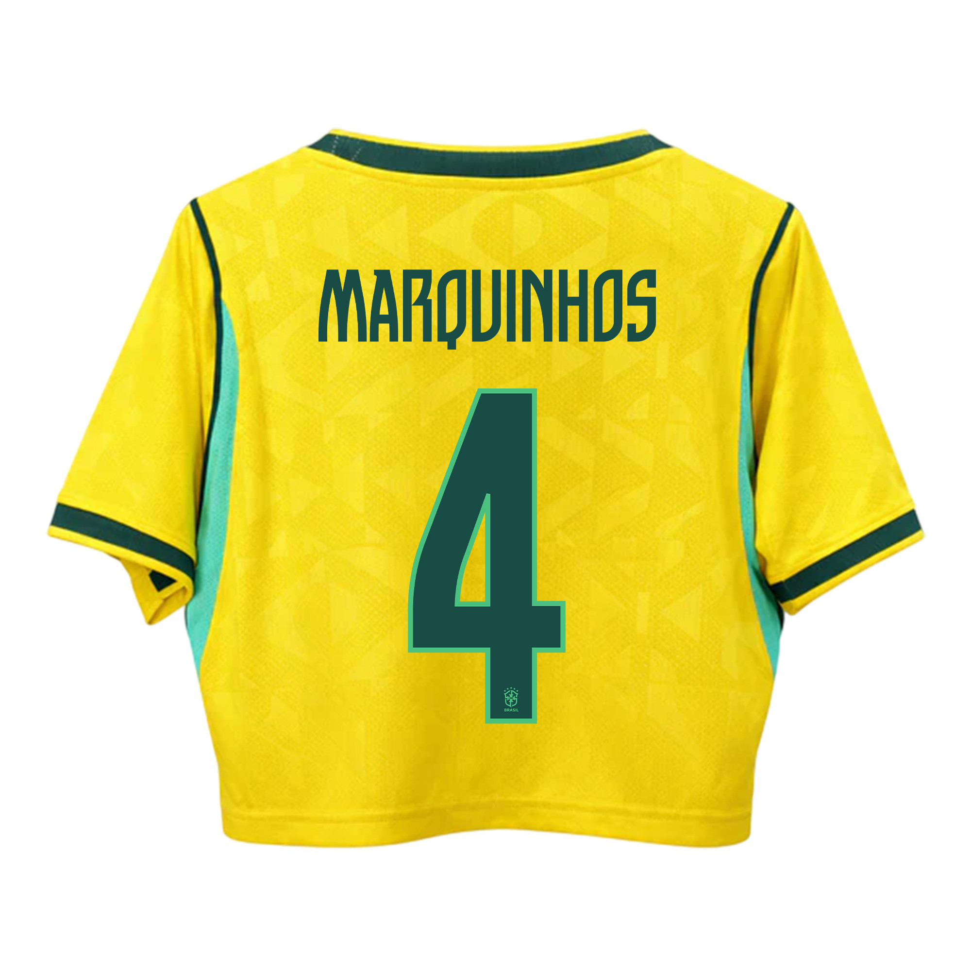 Marquinhos 4 Brazil 2026 Home Women’s Cropped Jersey - Yellow - Jersey Teams