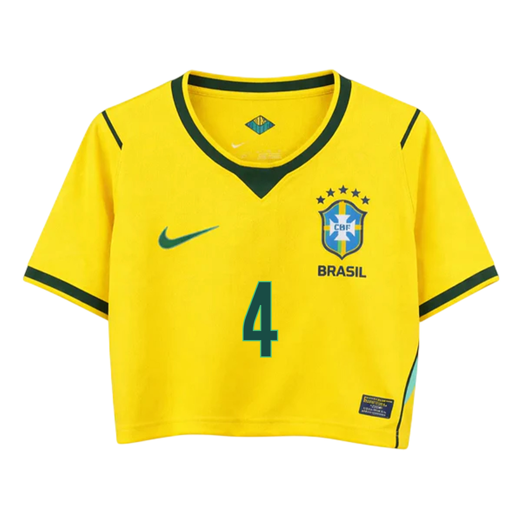 Marquinhos 4 Brazil 2026 Home Women’s Cropped Jersey - Yellow - Jersey Teams