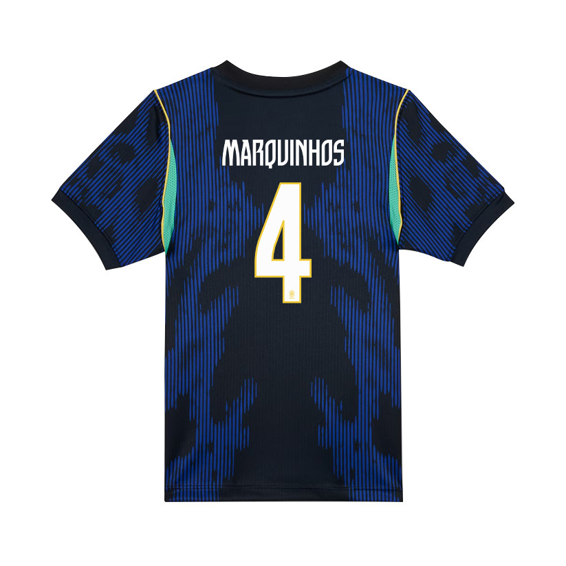 Marquinhos 4 Brazil National Team 2026 Youth Away Jersey - Blue - Jersey Teams