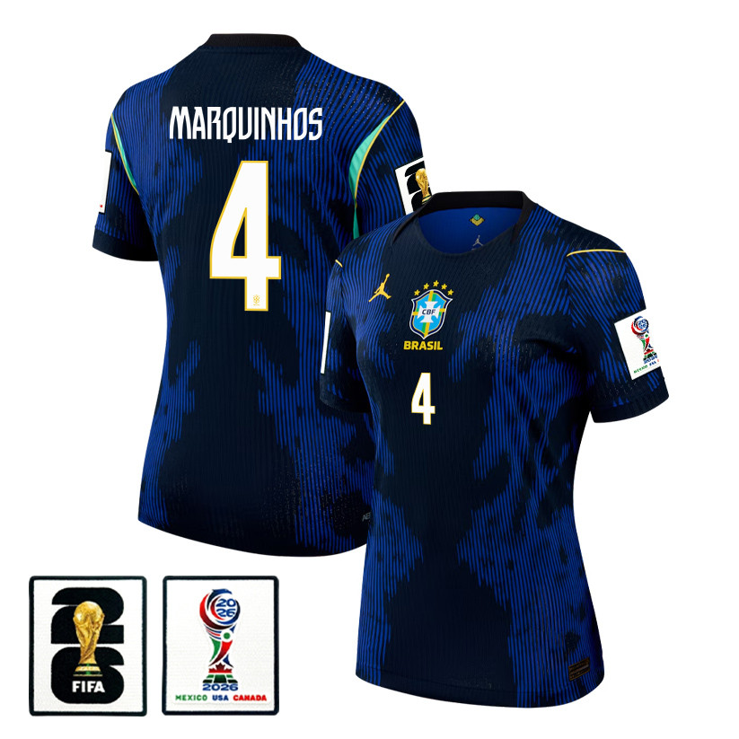 Marquinhos 4 Women’s Brazil National Team 2026 Away Jersey – Blue – Jersey Teams