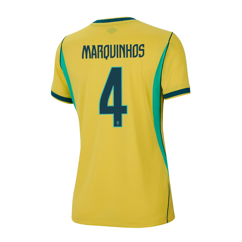 Marquinhos 4 Women's Brazil National Team 2026 Home Jersey - Yellow - Jersey Teams