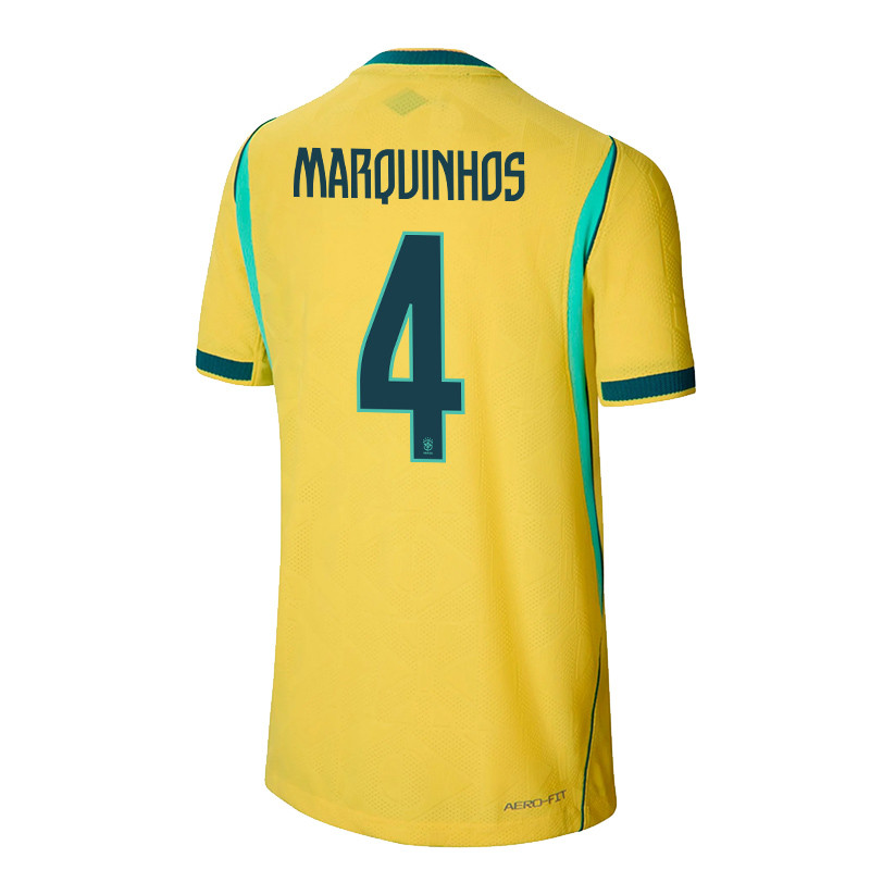 Marquinhos 4 Youth Brazil National Team 2026 Home Jersey - Yellow - Jersey Teams