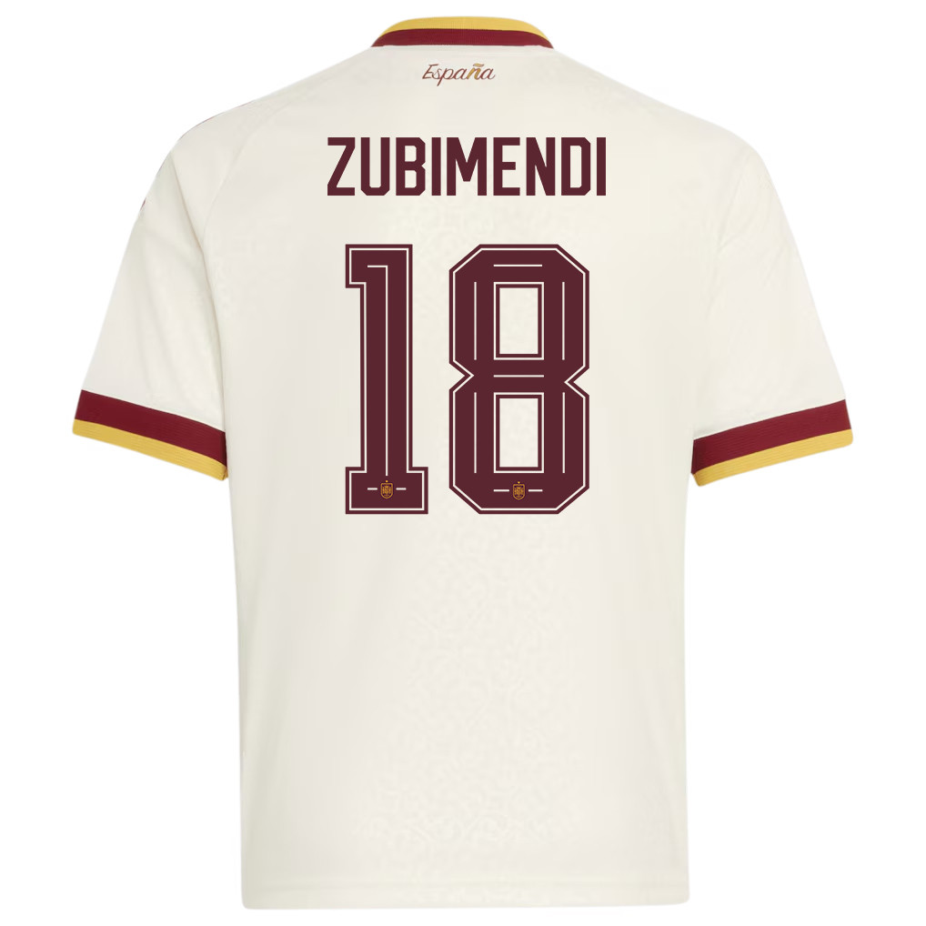 Martin Zubimendi 18 Spain National Team 2026 Youth Away Jersey - White - Jersey Teams