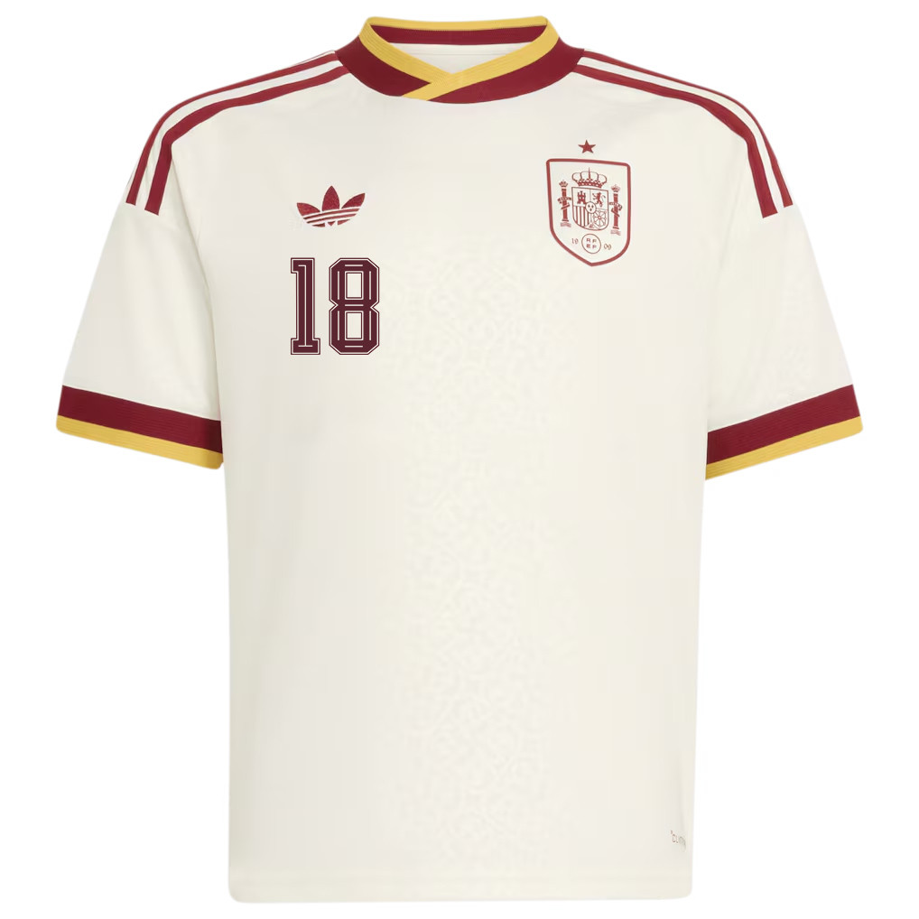 Martin Zubimendi 18 Spain National Team 2026 Youth Away Jersey - White - Jersey Teams