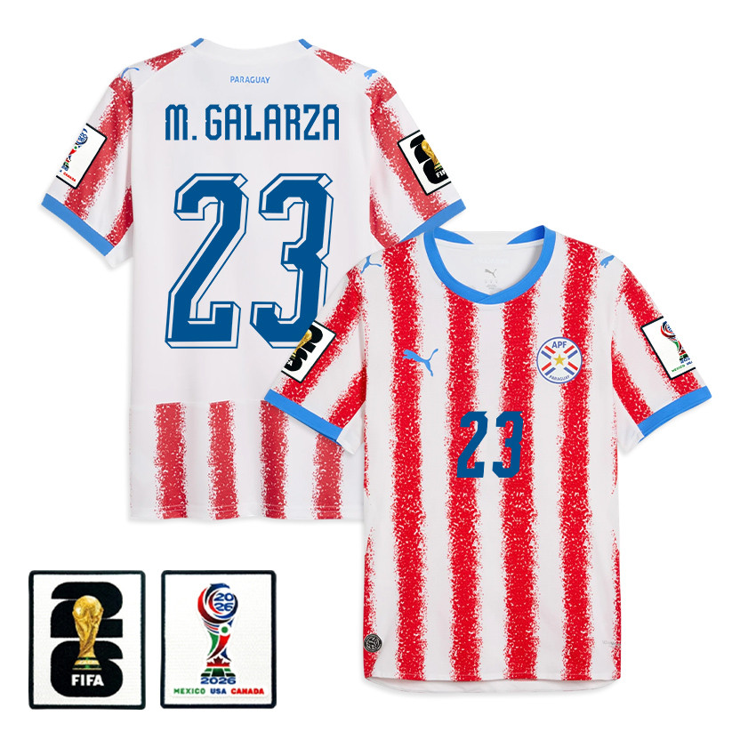 Matías Galarza 23 Paraguay National Team 2026 Home Jersey - White/Red, Men - Jersey Teams