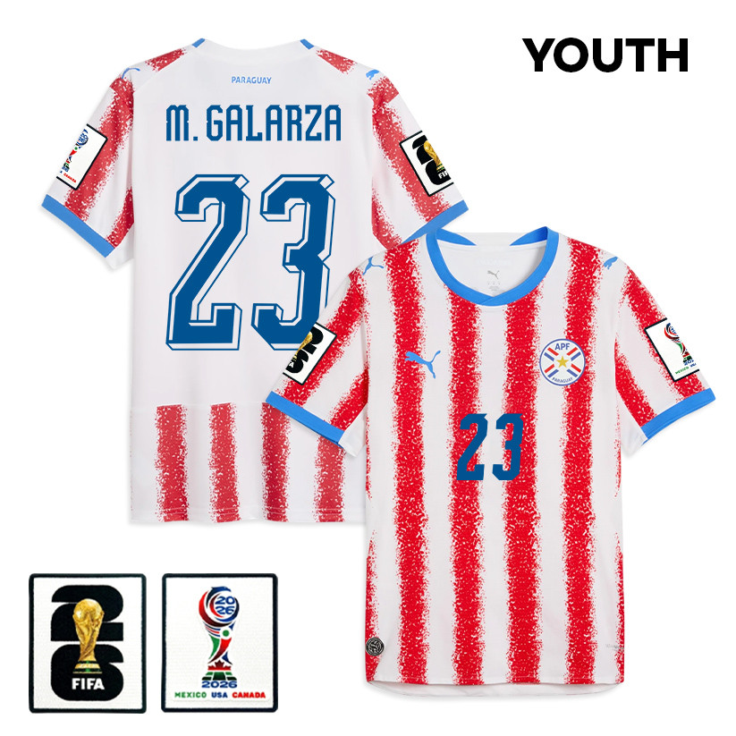Matías Galarza 23 Youth Paraguay National Team 2026 Home Jersey - White/Red - Jersey Teams