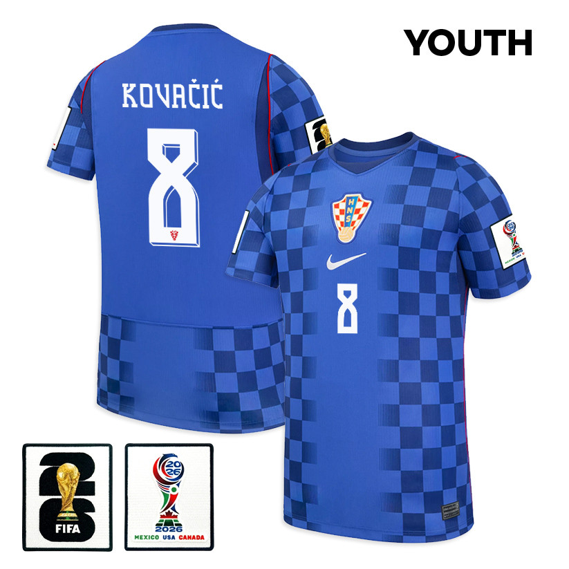 Mateo Kovačić 8 Youth Croatia National Team 2026 Away Jersey - Blue - Jersey Teams
