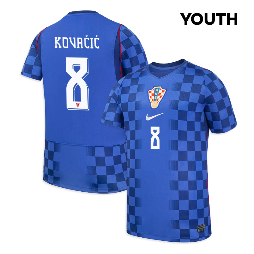 Mateo Kovačić 8 Youth Croatia National Team 2026 Away Jersey - Blue - Jersey Teams