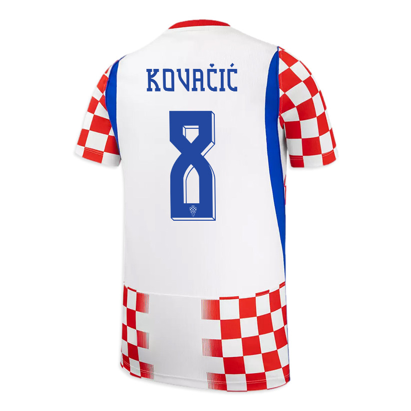 Mateo Kovačić 8 Youth Croatia National Team 2026 Home Jersey - White/ Red - Jersey Teams