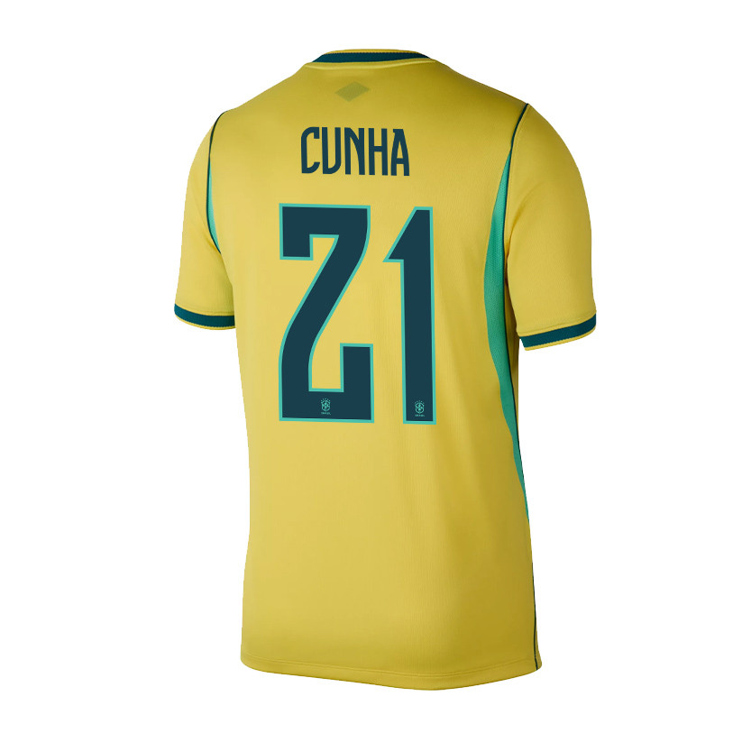 Matheus Cunha 21 Brazil National Team 2026 Home Jersey - Yellow, Men - Jersey Teams