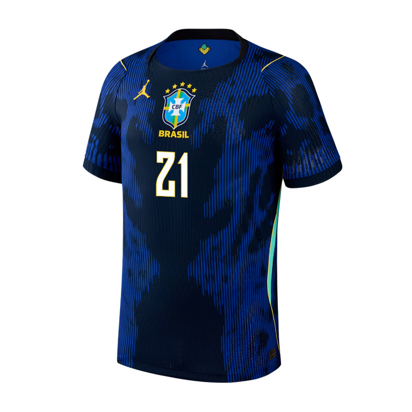Matheus Cunha 21 Brazil National Team 2026 x World Cup Patch Away Jersey – Blue, Men – Jersey Teams