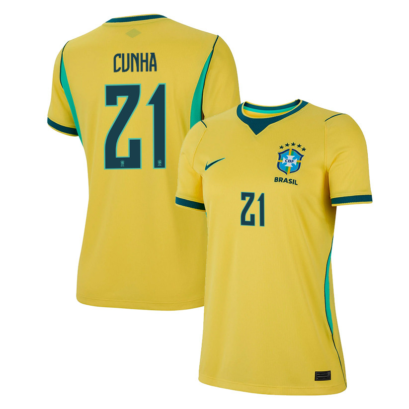 Matheus Cunha 21 Women's Brazil National Team 2026 Home Jersey - Yellow - Jersey Teams